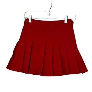 Women’s Maroon Pleated High-waisted Mini Skirt